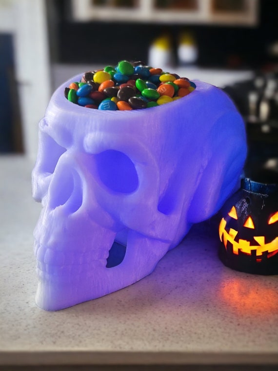 3d print, Skull, candy bowl, skull bowl, Halloween, glow in the dark bowl, Halloween party decorations, party favor, scary decorations
