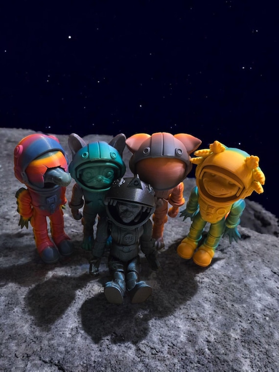 Astronaut Collection, Ape, Gator, Cat, Dog, Axolotl, Lion, 3d print, gift, keychain for adults, party favors, stocking stuffers, for him