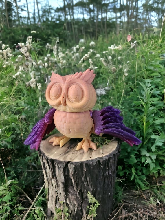3d print, movable owl, owl lover, bird, animal toy, easter basket stuffer, fidget, bird lover, birthday gift, best friend gift