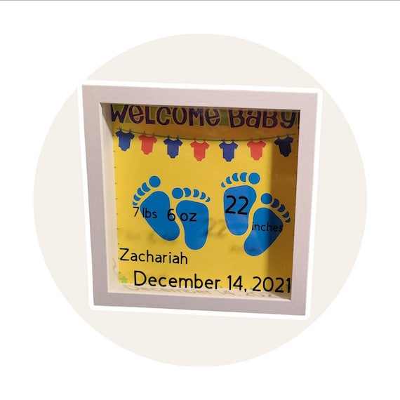 Baby announcement, Newborn shadow box, Nursery decoration, baby shower gift, Welcome gift, Sprinkle gift, Display Frame, Birthday gift
