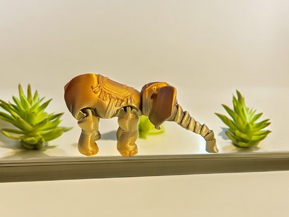 Elephant and ball, 3d print, stocking stuffer, fidget, circus animal, birthday gift, glow in the dark, fidget, Articulate elephant, desk toy