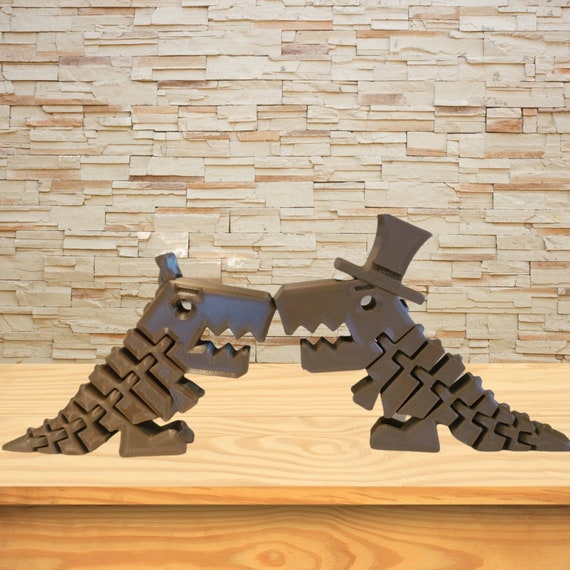 3D Print T-Rex dinosaur, Valentines Day gift for a couple, kid dinosaur themed party favor, Fidget desk toy, stocking stuffer for a boy