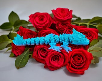 3D Printed Rose Dragon: Articulated Fidget Toy, Floral Fantasy Decor 3D Printed Rose Dragon: Articulated Fidget Toy, Floral Fantasy Decor