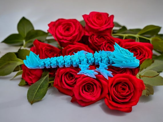 3d print, Rose Dragon, flower, floral, plant lover, gardener, gift, Nursery, Mythical creature, fantasy, decorative figure, 3d Art, fidget