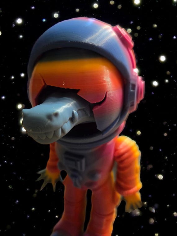 Gator, Astronaut, 3d print, gift, for a teenager, Alligator, Animal Lover, Birthday, Easter Basket, Reptile, Space, stocking stuffers