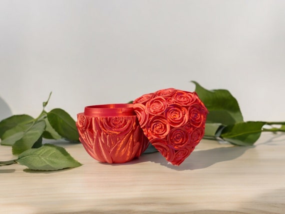 3d print, dragon egg, Rose, Canister, Valentines Day, Mother's day,  Storage, gift for her, gift for mom, birthday gift, gift holder, Easter