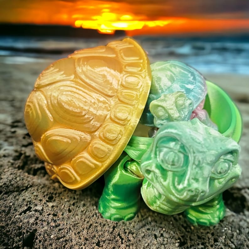 3D Printed Turtle Fidget Toy: Glow in the Dark Tortoise, Open Container ...