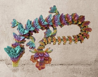 3D Printed Orchid Dragon: Articulated Fidget Toy, Plant Lover Gift