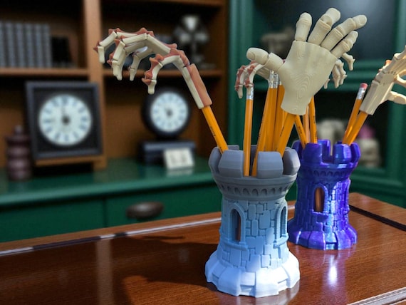 Castle Keep Pencil Pot, Pencil Holder, 3d print, teacher gift, lollipop holder, animal lover, Pen holder, desk storage, boss gift
