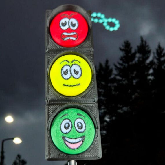 3d print, clicker, traffic lights, gift, tactile, non verbal sensory toy, Keychain, Clicky Fidget, Stim toy, Spring, Emotions, Faces