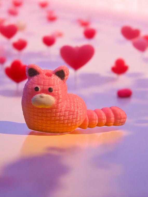 3d print, fidget, Heart, cat,  zipper pull, pull chain ornament, crochet
