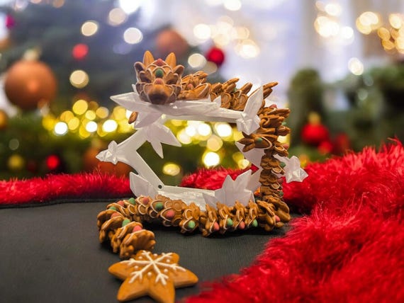 3d print, Gingerbread dragon, Christmas, articulated, Holiday gift, glow in the dark, child toy, Christmas decoration, Winter, Cookies