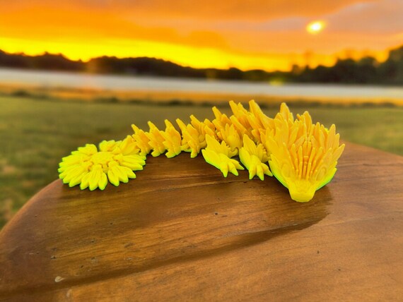 3d print, Sunflower dragon, gardener, child, birthday gift, Summer, Mothers Day, Gardener, Plant lover, for her, floral dragon