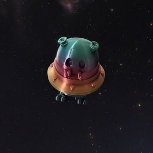 3D Printed UFO Fidget Toy: Alien Spacecraft, Party Favor
