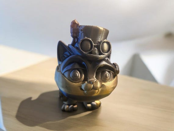 Steampunk cat, 3d print, SCI-FI, Dystopia, Victorian Era,  kitten, stocking stuffer, cat lover,  birthday gift,  toys, animal