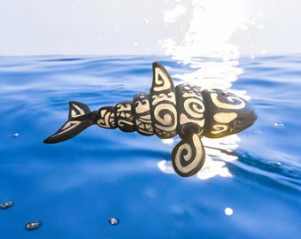 Tattooed Orca Whale 3D Print: Flexible Sea Animal Toy