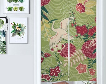 Japanese Noren, Japanese Art Door Curtain, Japanese Crane Bird, Japanese Pattern Hemp Curtain, Door Curtain