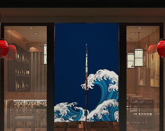 Japanese Noren, Japanese Door Curtain, Japanese Pattern Hemp Curtain, Japanese ocean curtain, Door Curtain