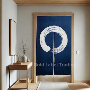 Indigo Japanese Kyoto Enso Noren Door curtain - Room Divider for Home Decor - Japanese Noren - Doorway Curtain - Kyoto Door Curtain