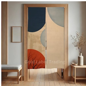 Japanese Noren Door Curtain, Abstract Noren Curtain, Japanese Doorway Divider, Modern Wall Art, Geometric Design Room Decor, Doorway Curtain