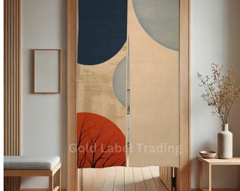 Cortina de puerta japonesa Noren, cortina abstracta Noren, divisor de puerta japonés, arte de pared moderno, decoración de habitación con diseño geométrico, cortina de puerta