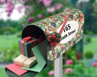 Custom Address Mailbox Covers, Strawberry Berry Custom Personalized Magnetic Mailbox Cover, Waterproof Canvas Stickers,