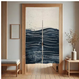 Japanese Noren, Japanese Abstract Ocean Wave Doorway Curtain, Japanese Traditional Noren Door Curtain, Japanese Wave curtain
