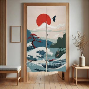 Japanese Noren, Mount Fuji Doorway curtain, Japanese Door Curtain, Room Divider, Japanese Decor, Traditional Japanese Noren, Door Curtain