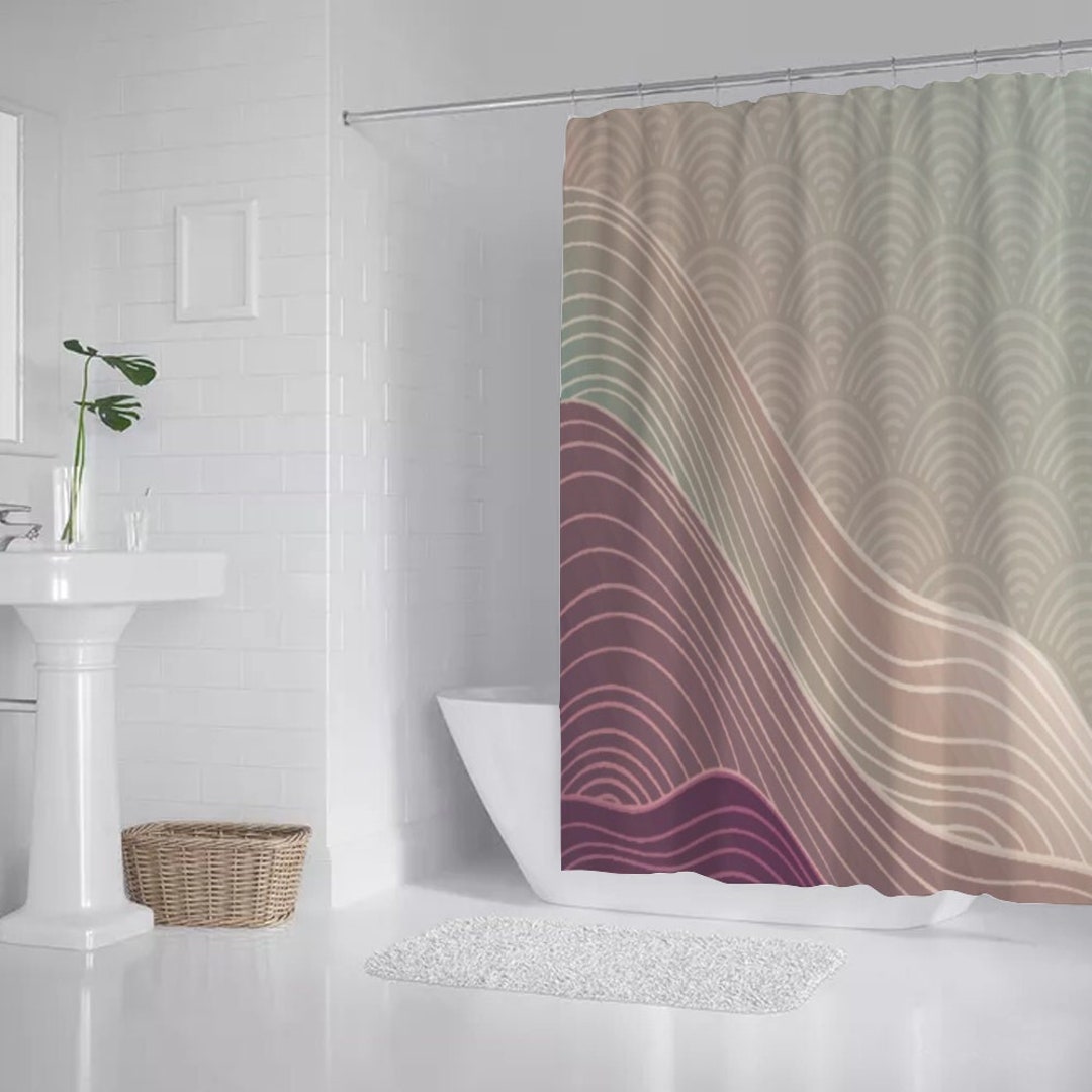 Heron Japanese Pattern Print Bathroom Shower Curtain