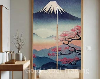 Japanse noren, Japans deurgordijn, Japans landschapspatroon hennepgordijn, Fuji-gordijn, deurgordijn, scheidingswand