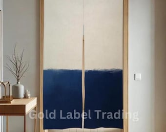 Cortina japonesa Noren para puerta, separador de ambientes de cáñamo bicolor, decoración minimalista bohemia.