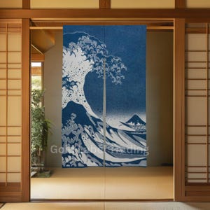 Japanese Noren, Japanese ukiyo-e Style Door Curtain, Japanese Pattern Curtain, Japanese Waves curtain, Door Curtain, Japanese Waves Noren