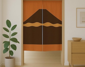Noren Door Curtain, Japanese Mount Fuji Tapestry, Modern Room Divider, Boho Doorway Curtain, Minimalist Decor, Entryway Curtain