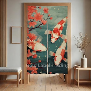 Japanese Koi Fish Noren, Japanese Noren, Door Doorway Curtain - Japanese Traditional Room Divider for Home Decor - Perfect for Doorway