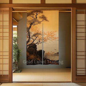 Japanese Landscape Noren Curtain, Doorway Curtain, Japanese Traditional Vintage Style Noren Curtain, Door Curtain, Kitchen Curtain