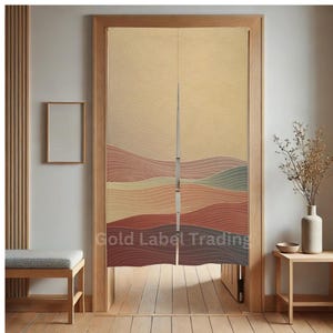 Japanese Noren, Traditional Door Curtain with Japanese Pattern, Doorway Curtain, Waves Noren Curtain