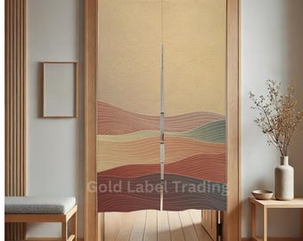 Japanese Noren, Traditional Door Curtain with Japanese Pattern, Doorway Curtain, Waves Noren Curtain