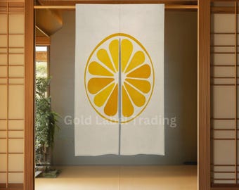 Japanese Lemon Noren Doorway Curtain, Entryway Curtain, Minimalist Room Divider, Boho Kitchen Decor, Perfect for Doorway