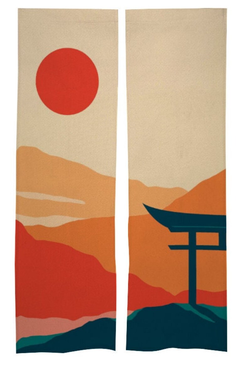 Japanese Noren Japanese Door Curtain Japanese Sunset Noren Etsy
