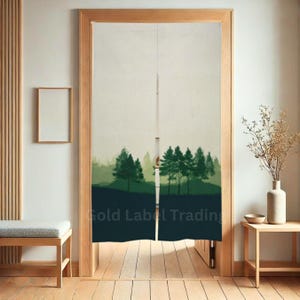 Japanese Noren Doorway Curtain, Forest Tapestry Door Cover, Nature Room Divider,  Doorway Curtain for Kitchen Partition Bedroom, Boho Art