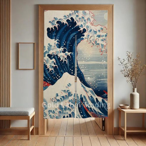 Noren Curtain, Katsushika Hokusai, Japanese Noren, Door Curtain