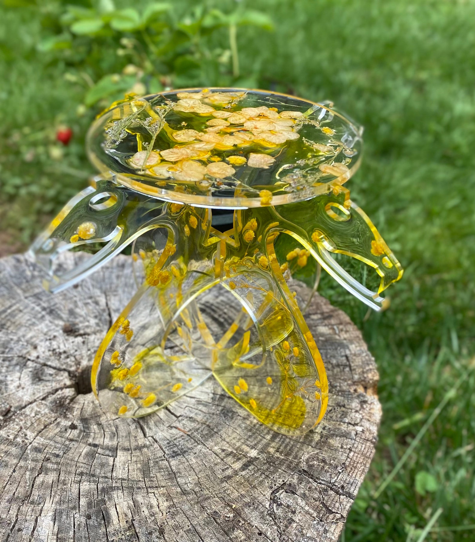 Plant Stand Floral Plant Stand Snake Plant Stand Yellow Etsy