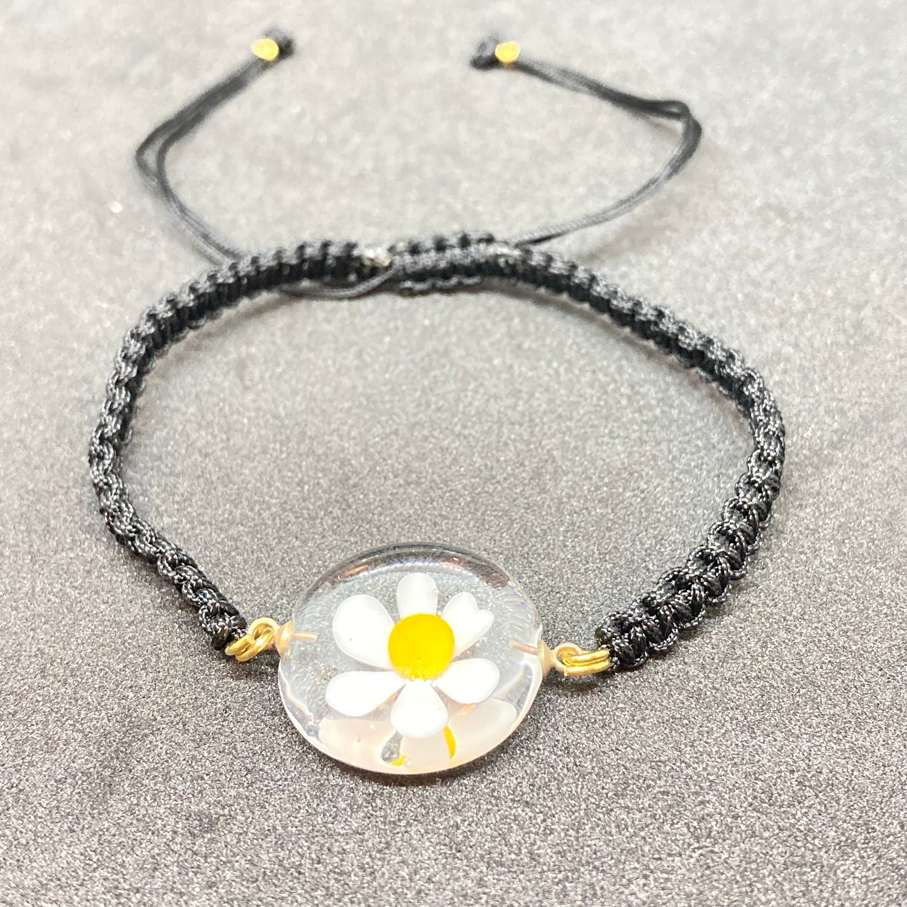 Adjustable Daisy Bracelet Glass Daisy Bracelet for Women Etsy