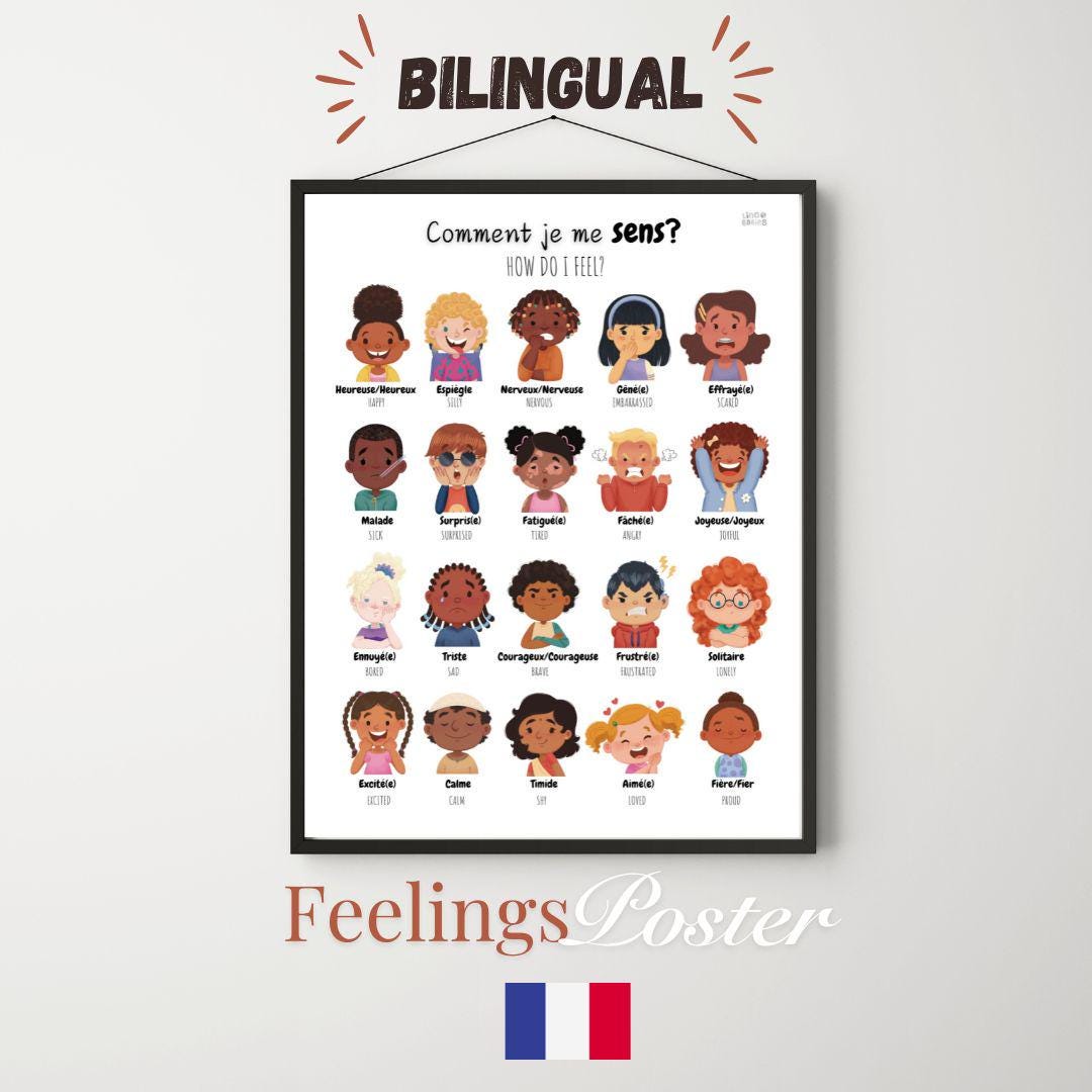 Bilingual French English Emotions Chart Poster: Classroom Decor ...