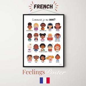 French Emotions Chart | French Feelings Chart | Les émotions Poster | French Emotions | Estime de soi | Teaching Resources | Therapy Office