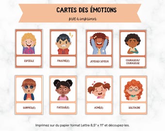 French Emotions Flashcards: Kids' Self-Regulation Learning / Carte des émotions (PDF Download)