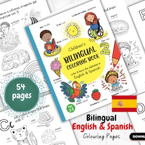 Engaging Spanish Learning for Toddlers Printables, Children's Bilingual Alphabet Coloring Pages, ABCs, First Words in English and Spanish