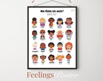 Bilingual German English Emotions Poster: Feelings Chart (Digital Download)