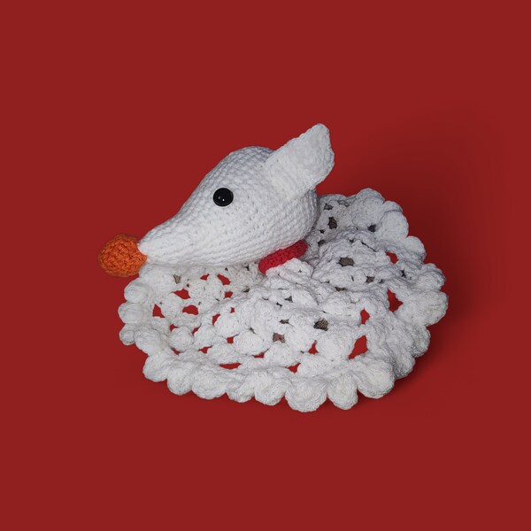 Crocheted Handmade Baby white fluffy Amigurumi  Ghost Dog Lovey  Newborn Baby Toy Plushee