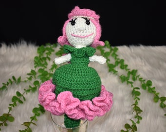 A Reversable Pink and Green Handmade Carnation Flower Fairy Plushee Doll Valentines day  or Anniversary  gift